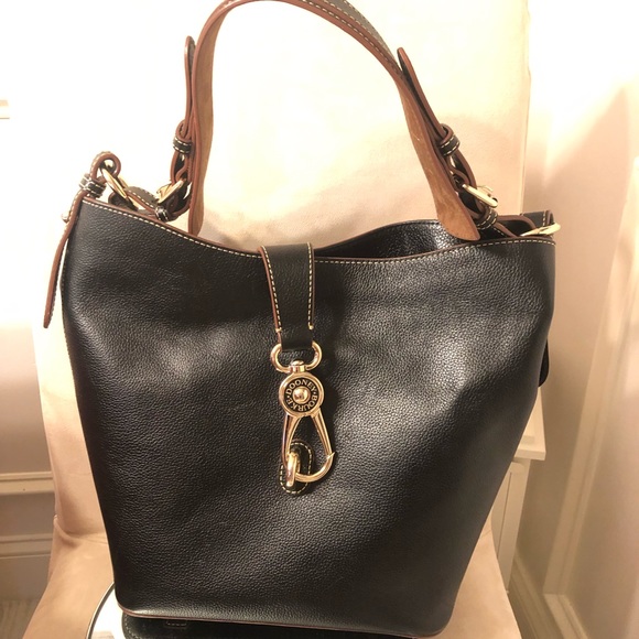 Dooney & Bourke Handbags - Dooney & Bourke Black Leather Logo Lock Hobo